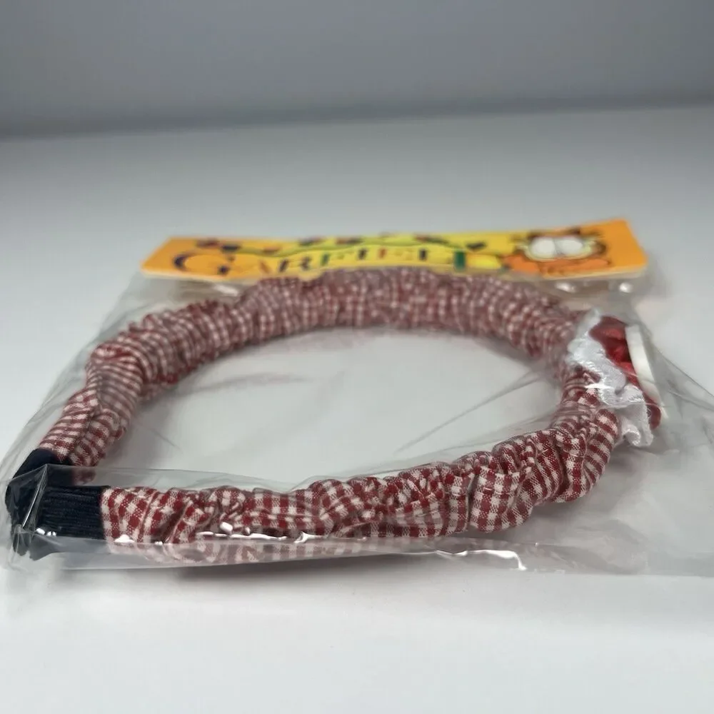 New GARFIELD Vintage Red Gingham Scrunchie Look Headband JIM DAVIS Cat